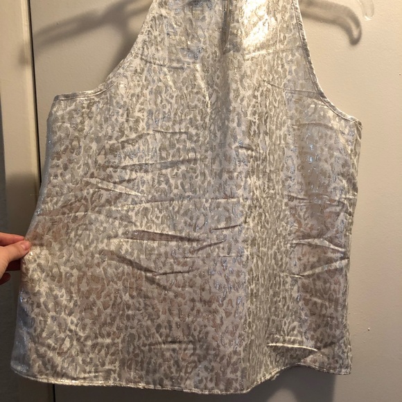 Sparkly Leopard Print Sleeveless Blouse - Picture 2 of 4